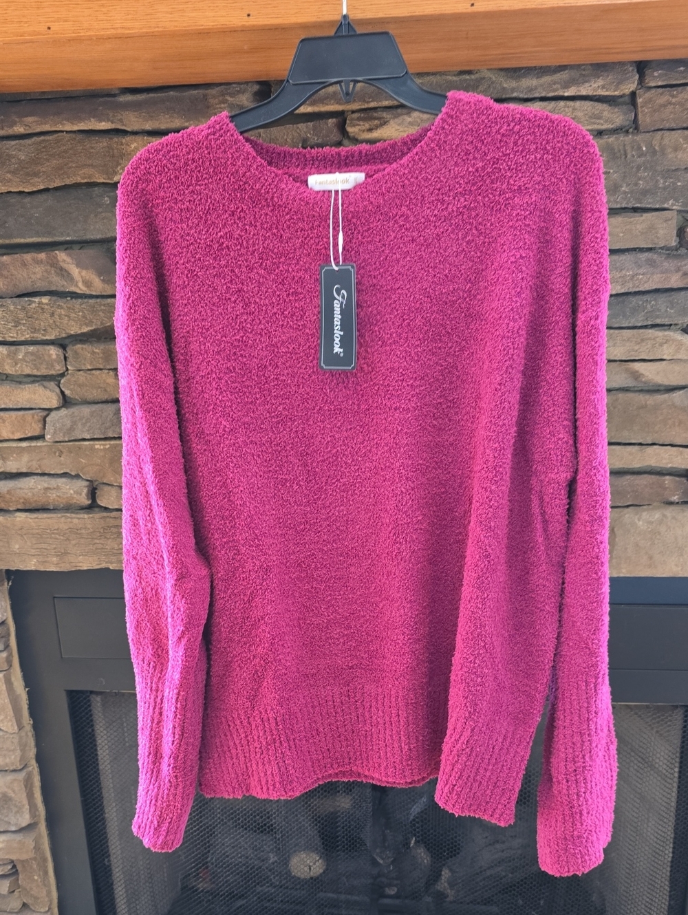 Sundance Fuchsia Bouclé Crewneck Sweater